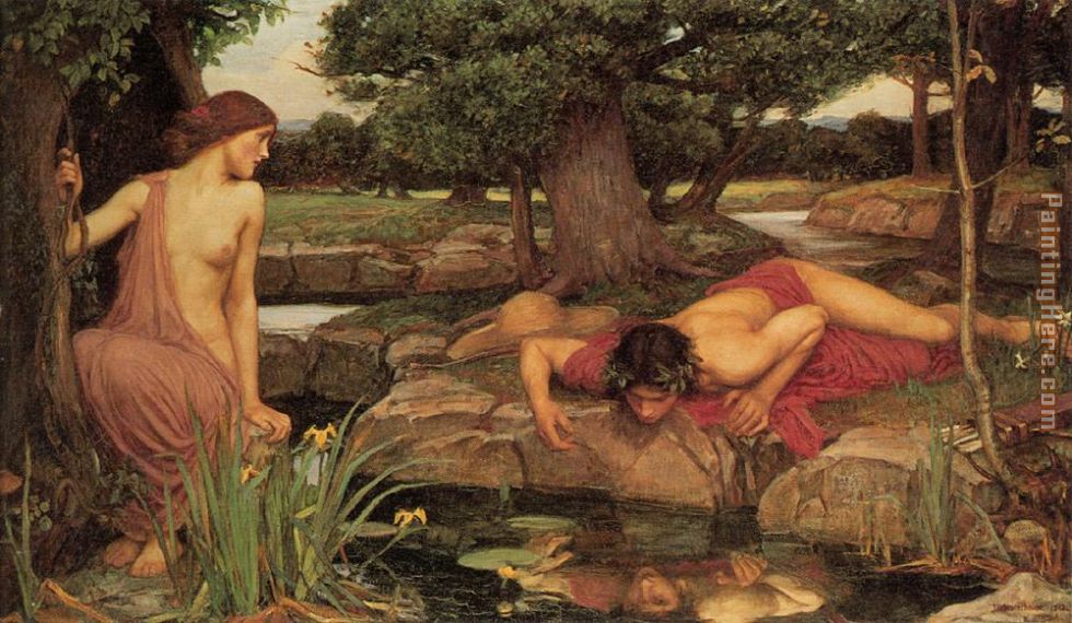 Echo and Narcissus painting - John William Waterhouse Echo and Narcissus art painting